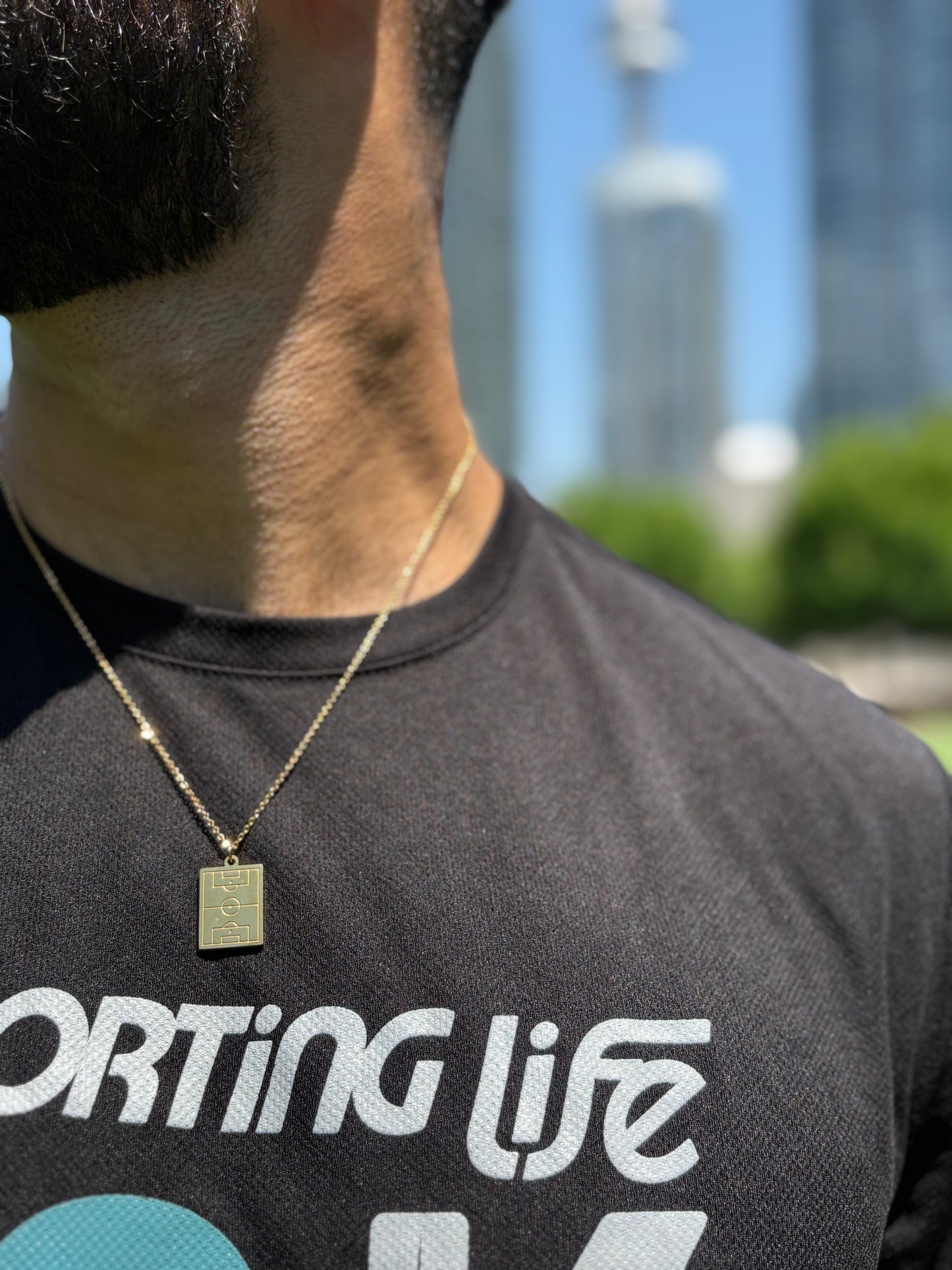 Soccer/Football Field Necklace – Gold