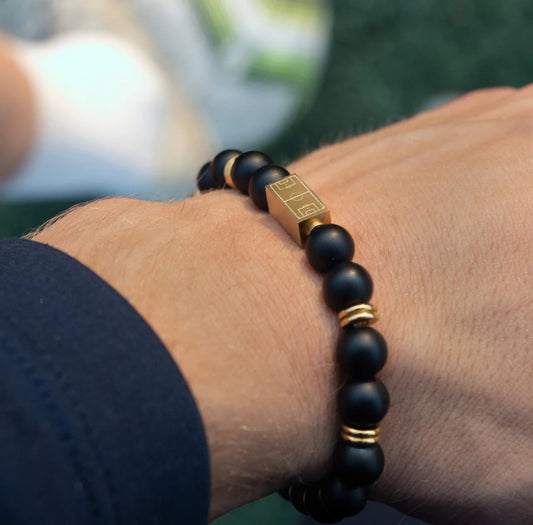 Matte Beaded Soccer Bracelet – Gold