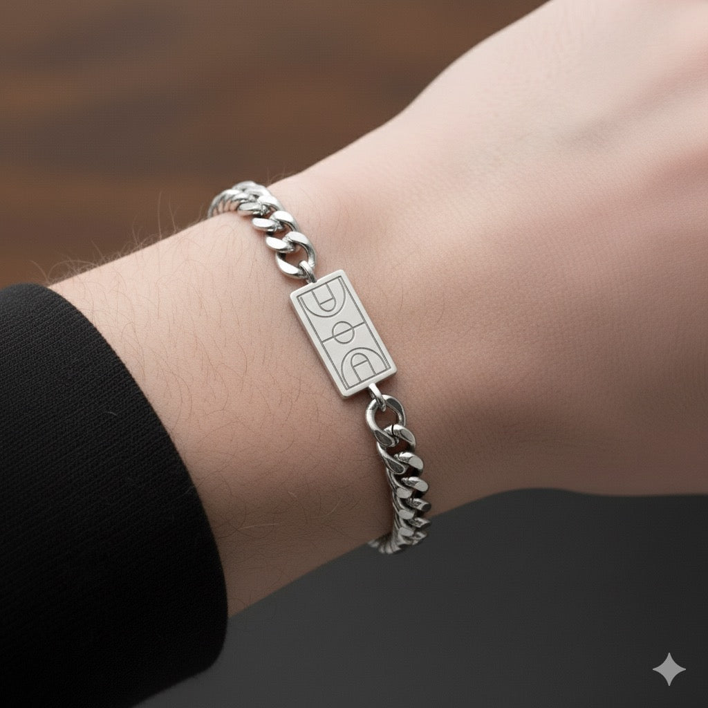 Basketball Cuban Link Bracelet — Silver