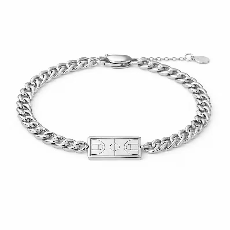 Basketball Cuban Link Bracelet — Silver
