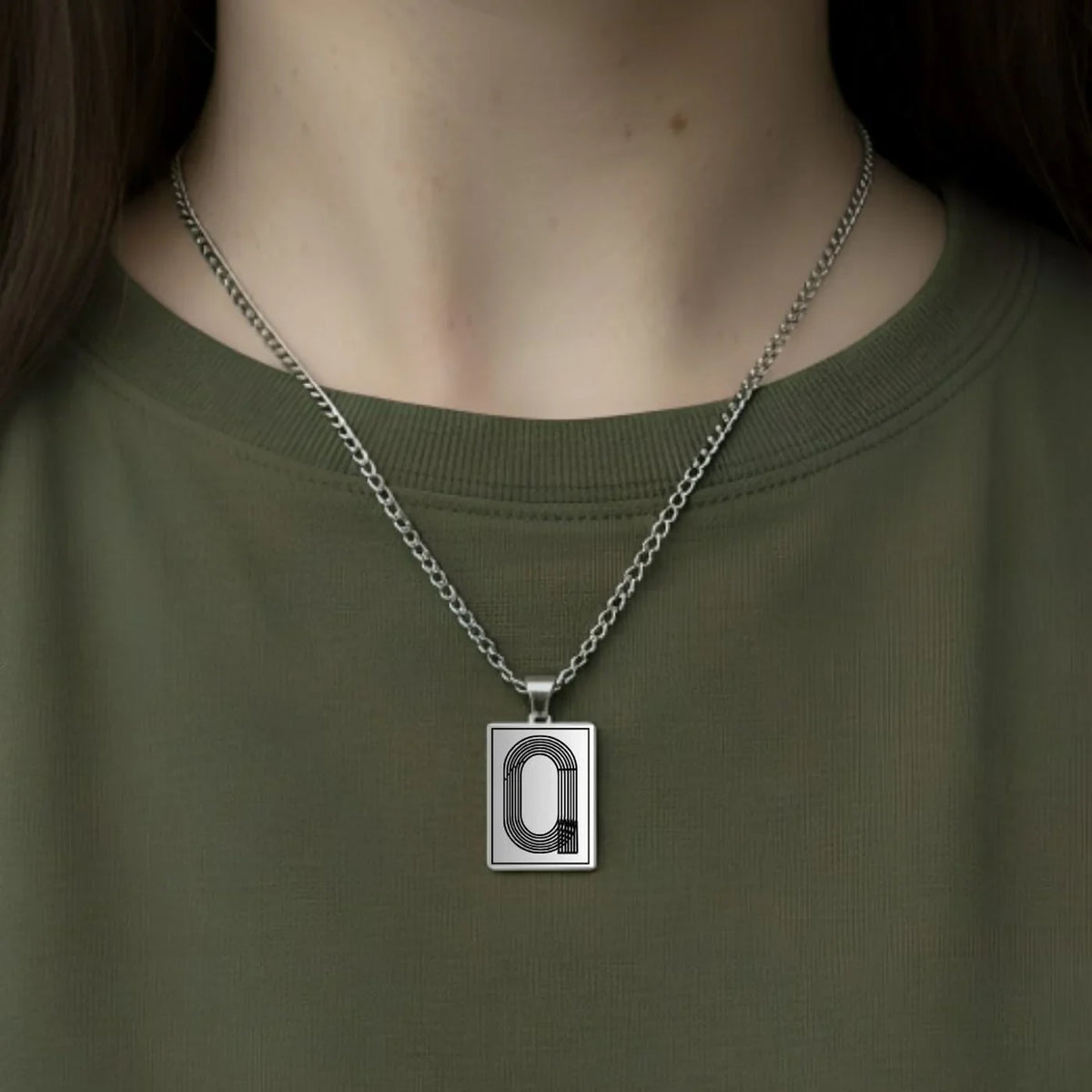 Track necklace worn