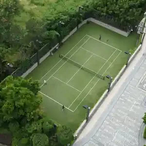 Aerial view of a tennis court