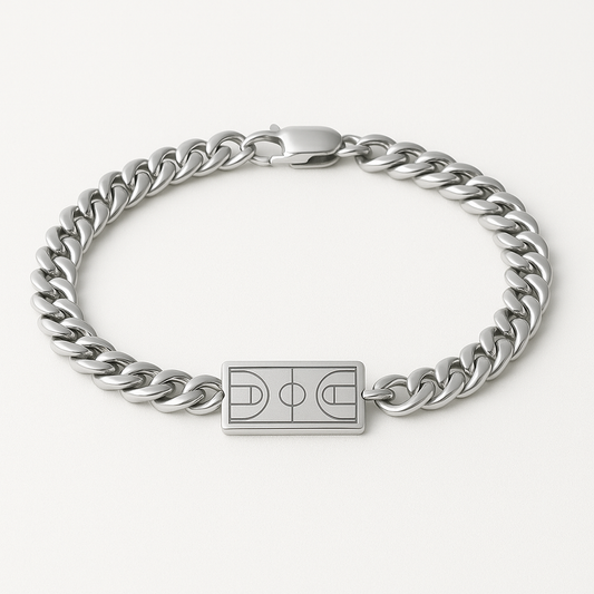 Basketball Cuban Link Bracelet — Silver
