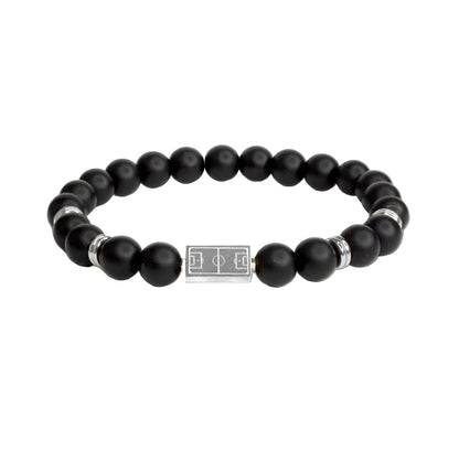 Matte Bead Soccer Bracelet – Silver