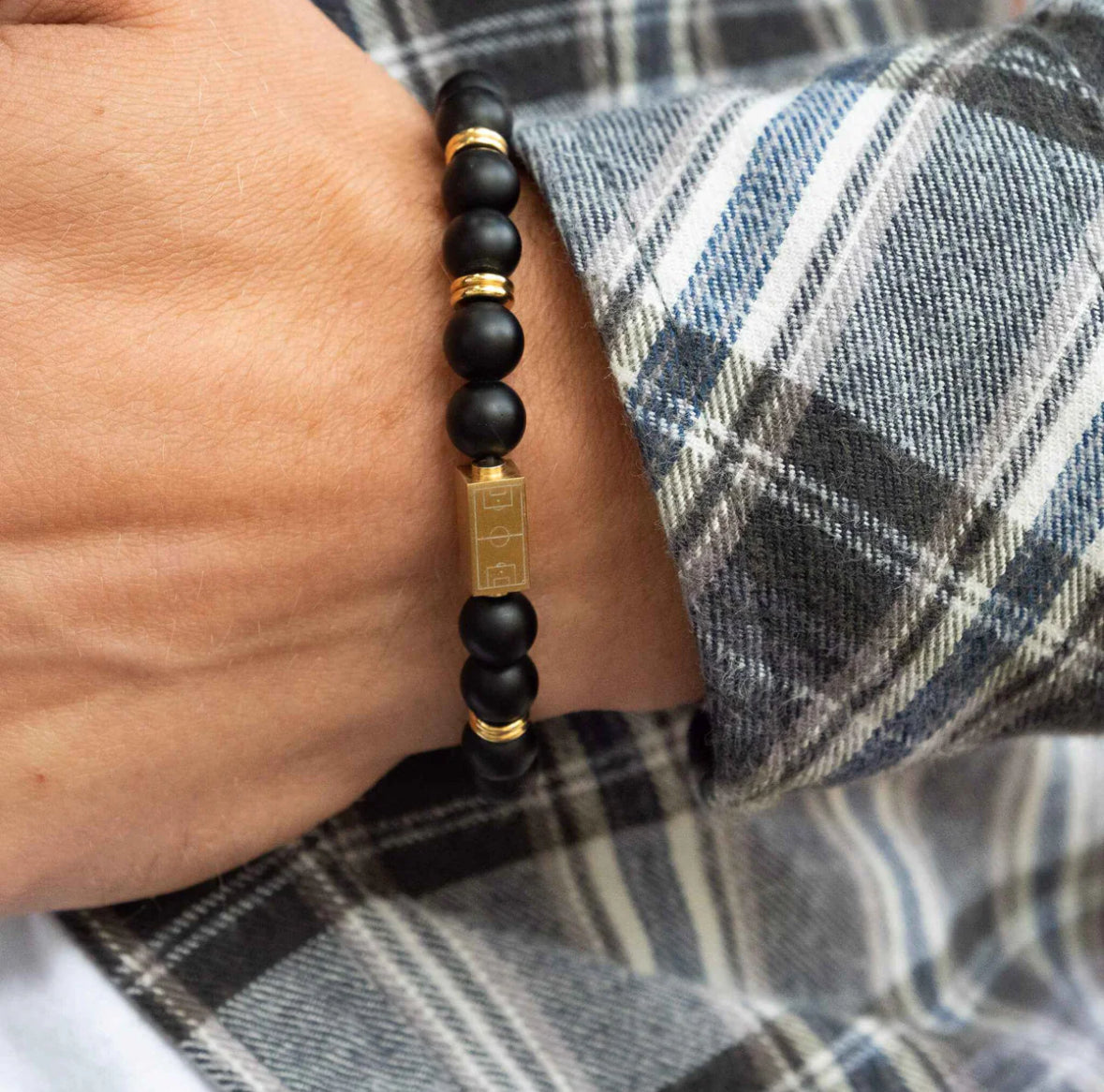 Matte Beaded Soccer Bracelet – Gold