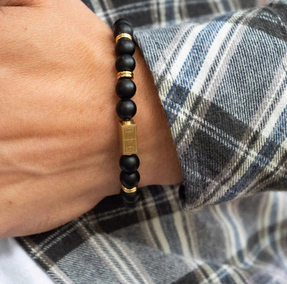 Matte Beaded Soccer Bracelet – Gold