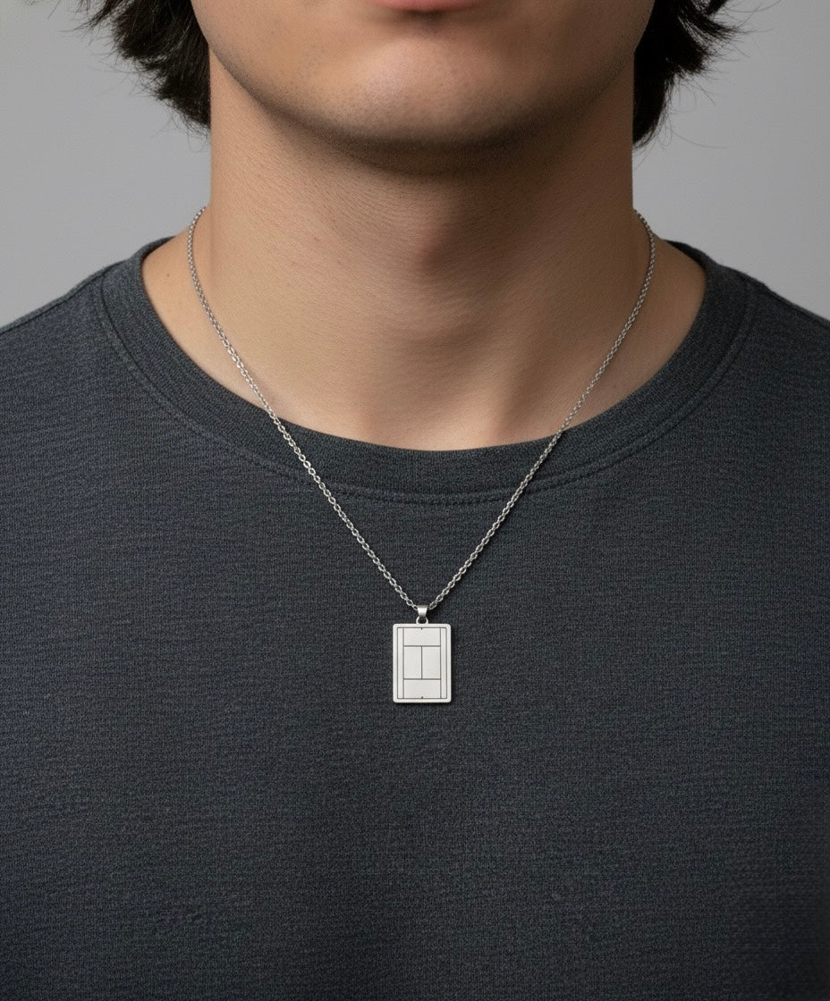 Tennis Court Pendant Necklace(SIlver)