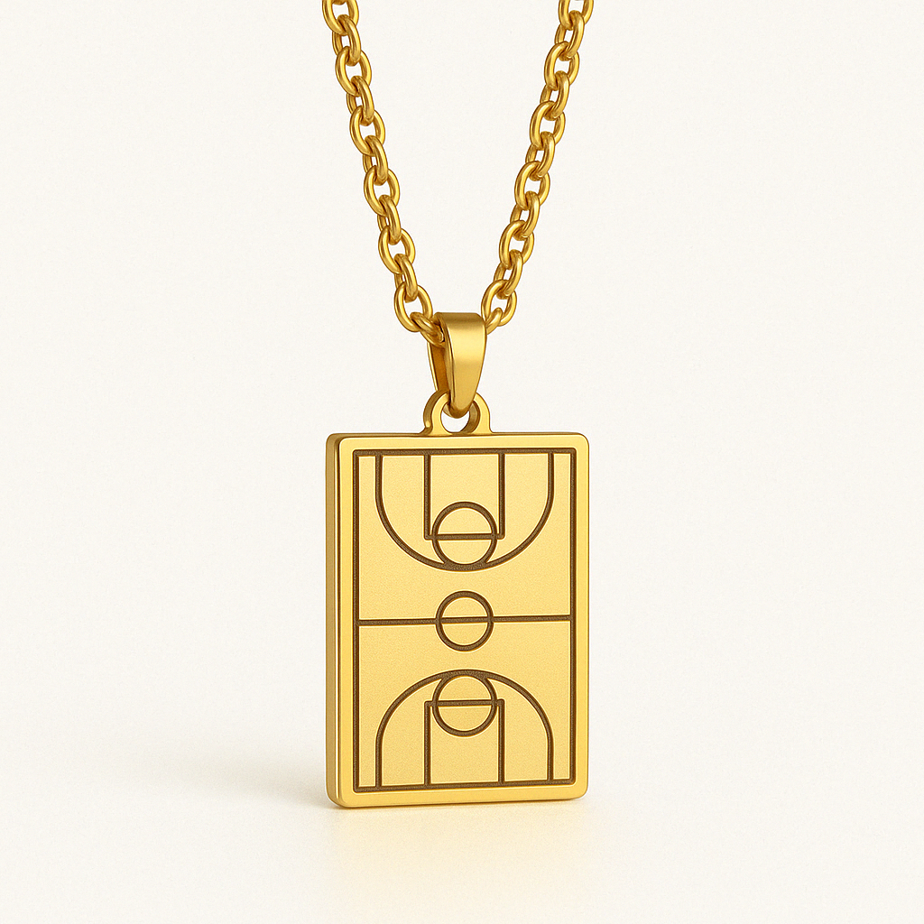 Basketball Court Pendant – Gold
