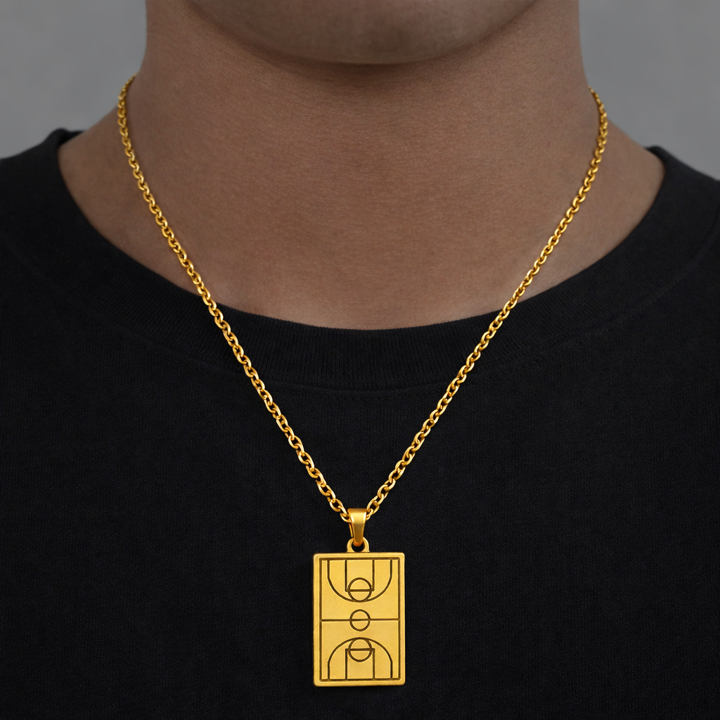 Basketball Court Pendant – Gold