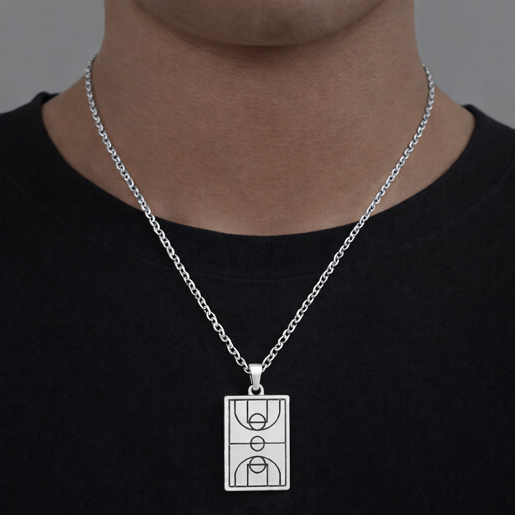 Basketball Court Pendant – Silver