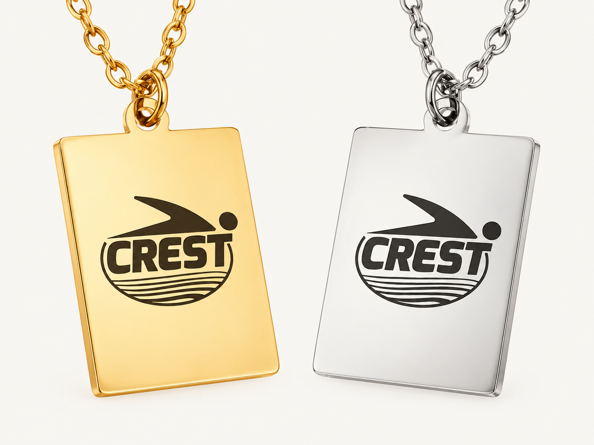 CREST necklace individually packaged for team delivery