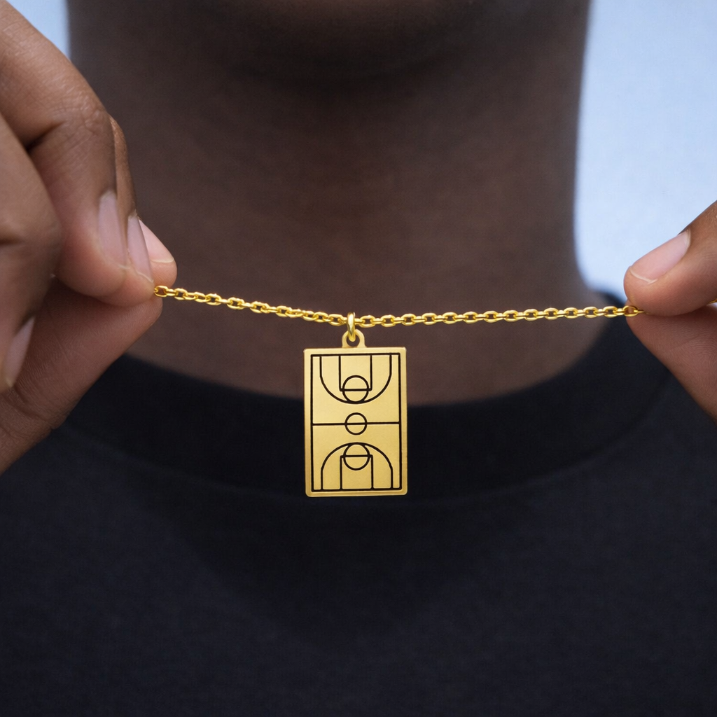 Basketball Court Pendant – Gold