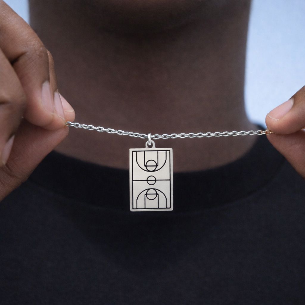 Basketball Court Pendant – Silver