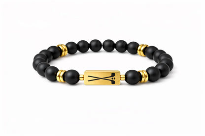 Matte Beaded Hockey Bracelet – Gold