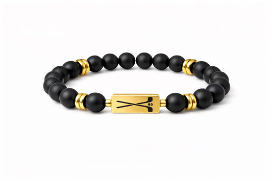 Matte Beaded Hockey Bracelet – Gold