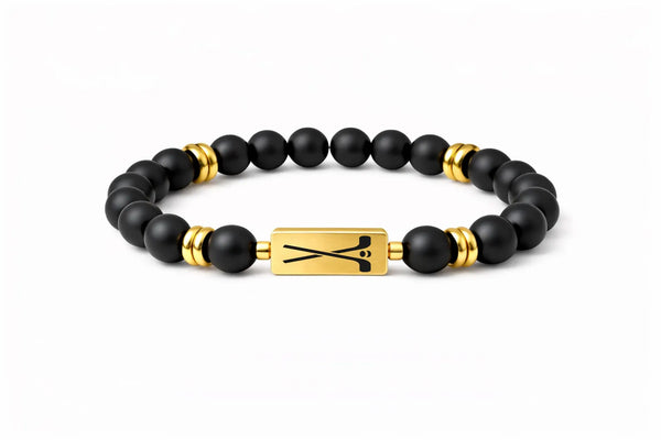 Matte Beaded Hockey Bracelet – Gold