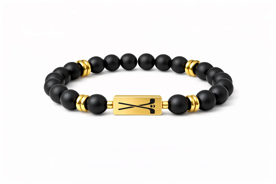Matte Beaded Hockey Bracelet – Gold