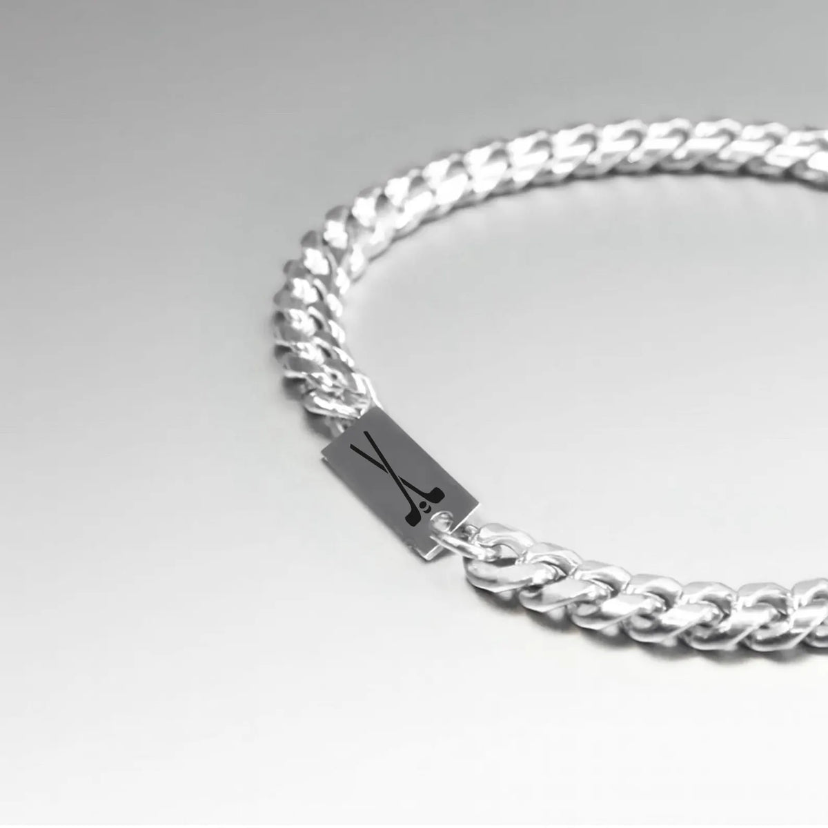 Cuban Hockey Bracelet – Silver