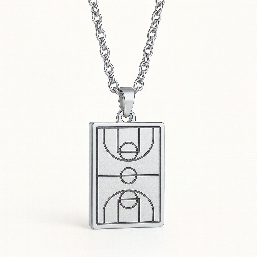 Basketball Court Pendant – Silver