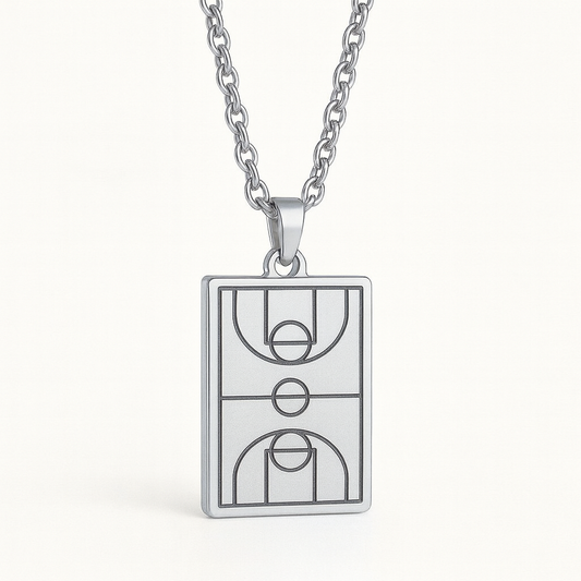 Basketball Court Pendant – Silver