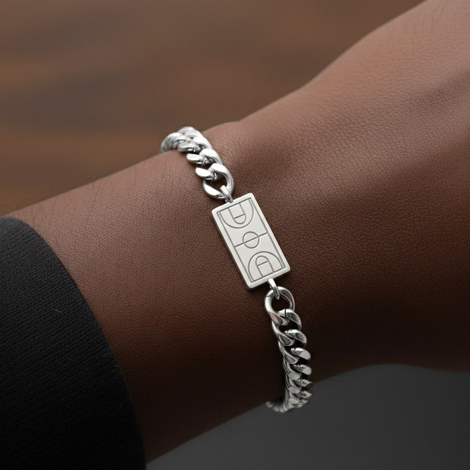 Basketball Cuban Link Bracelet — Silver
