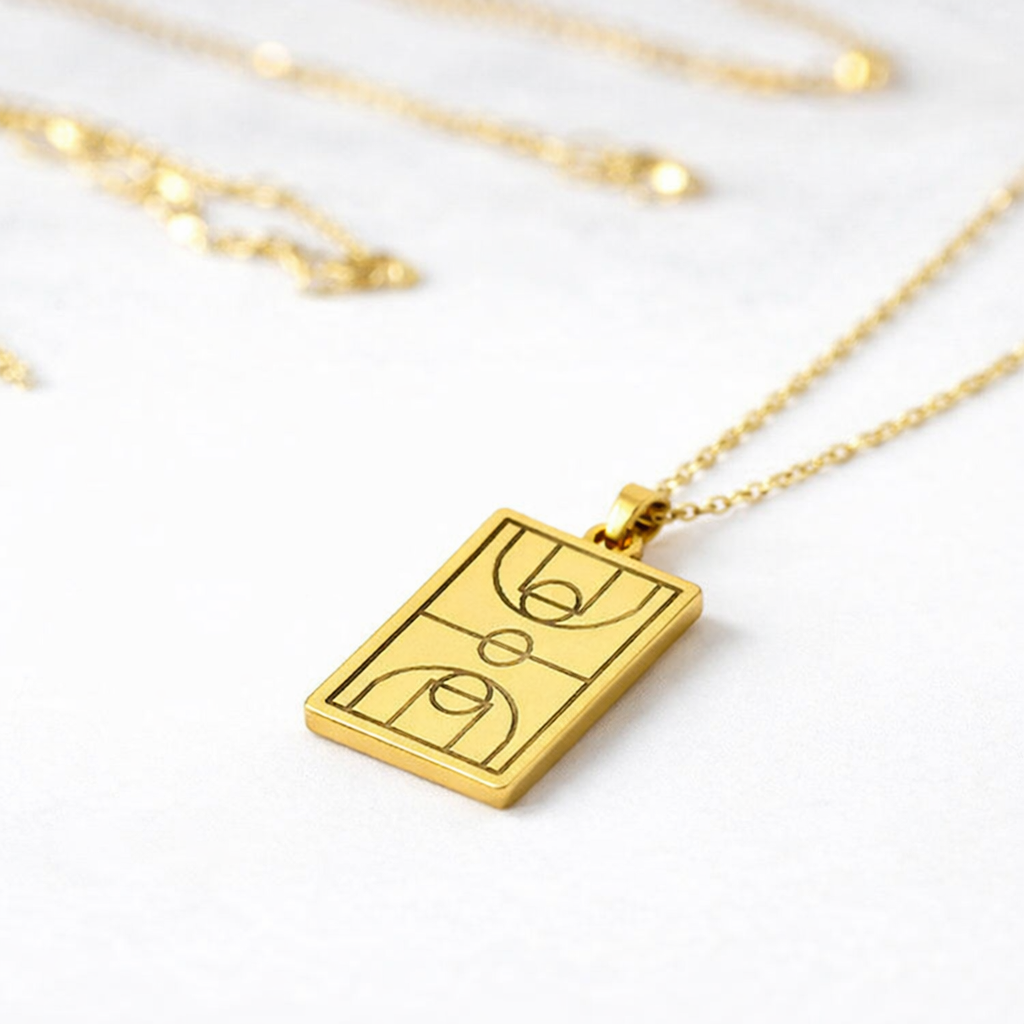 Basketball Court Pendant – Gold