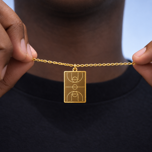 Basketball Court Pendant – Gold