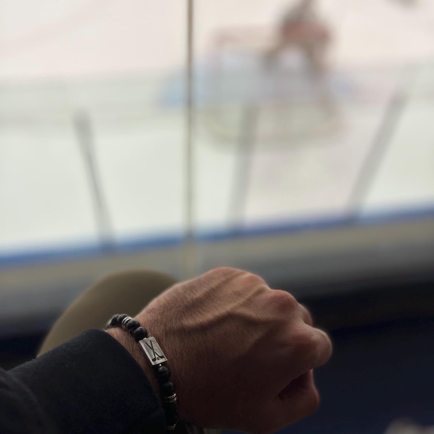Matte Beaded Hockey Bracelet – Silver