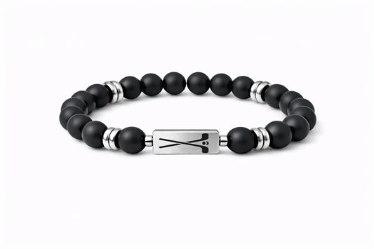 Matte Beaded Hockey Bracelet – Silver