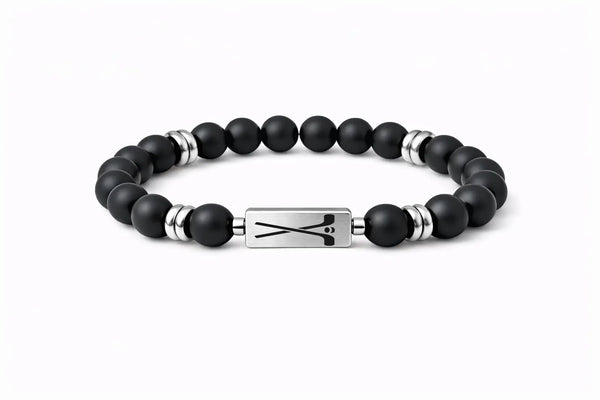 Matte Beaded Hockey Bracelet – Silver