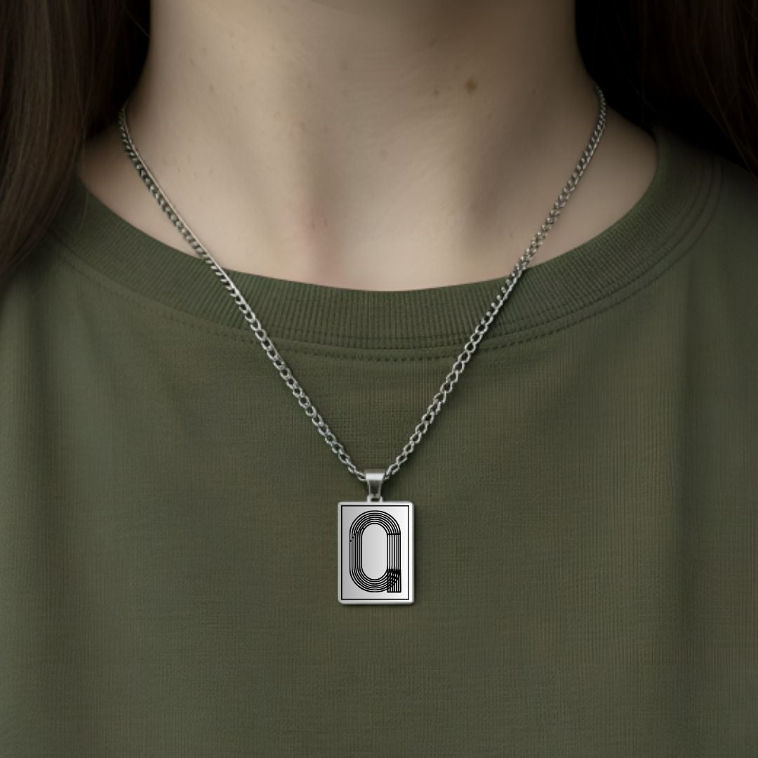 Track Pendant Necklace — Silver