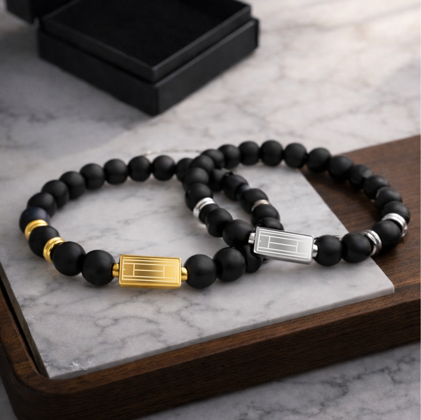 Tennis Matte Beaded Bracelet — Gold