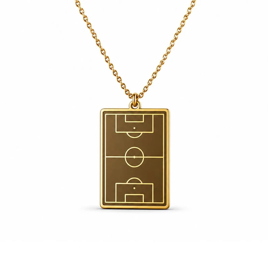 Soccer Field Necklace in 18K gold PVD, front view