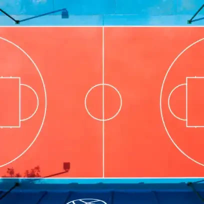 Aerial view of a basketball court